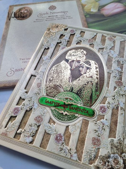 Semi Box Dulah Dulhan Hindu Sikh invitation Cards CR-7048