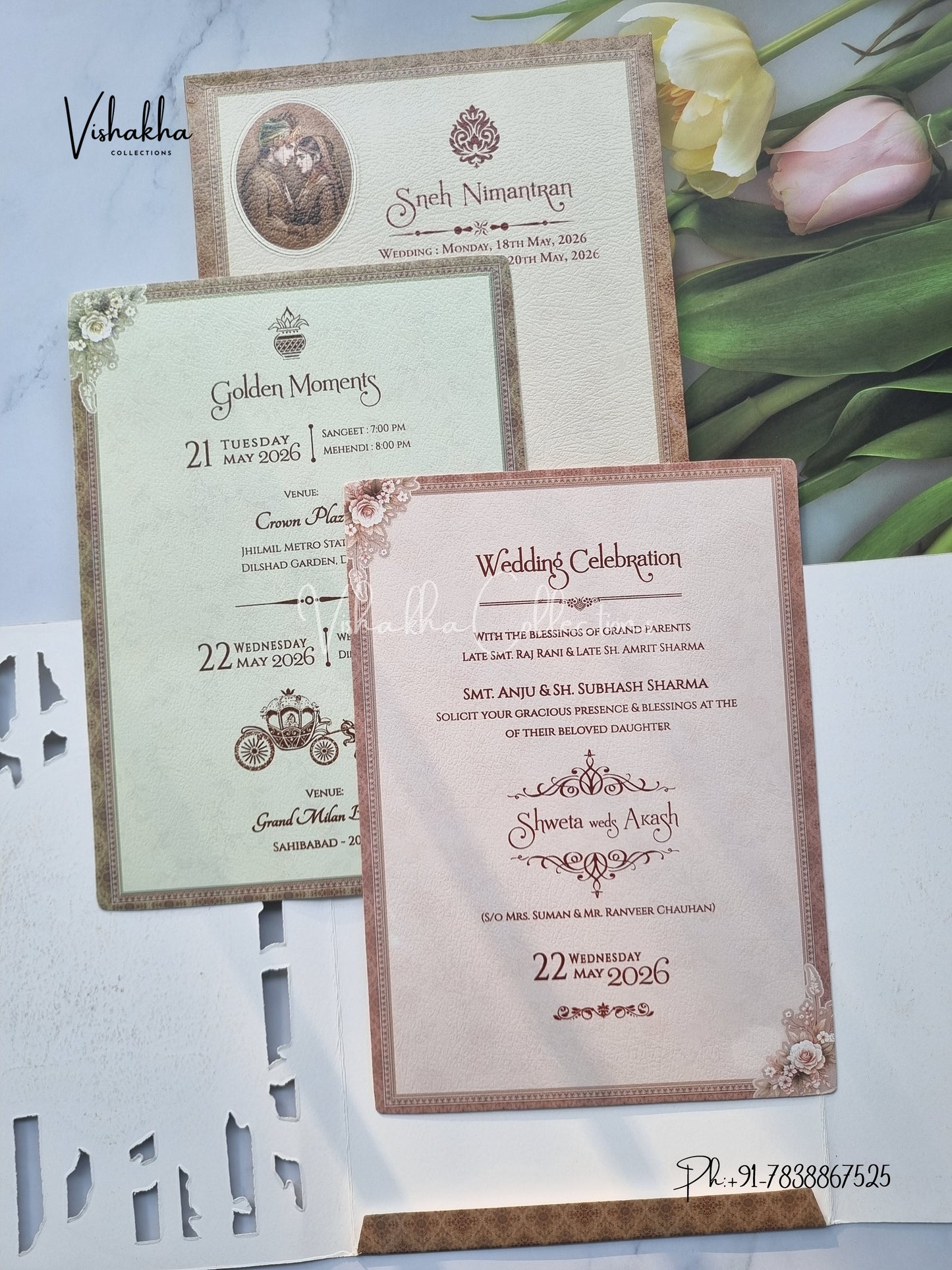 Semi Box Dulah Dulhan Hindu Sikh invitation Cards CR-7048