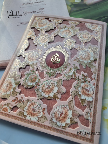 Semi Box Flower Hindu Muslim Christian Sikh invitation Cards CR-7049
