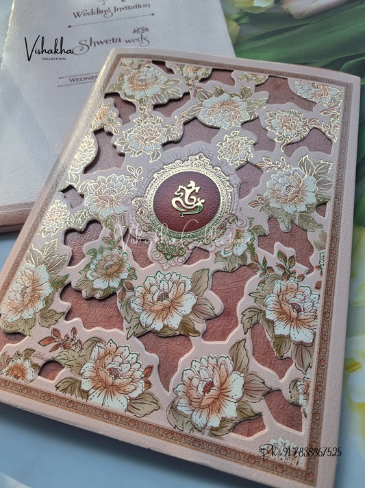 Semi Box Flower Hindu Muslim Christian Sikh invitation Cards CR-7049