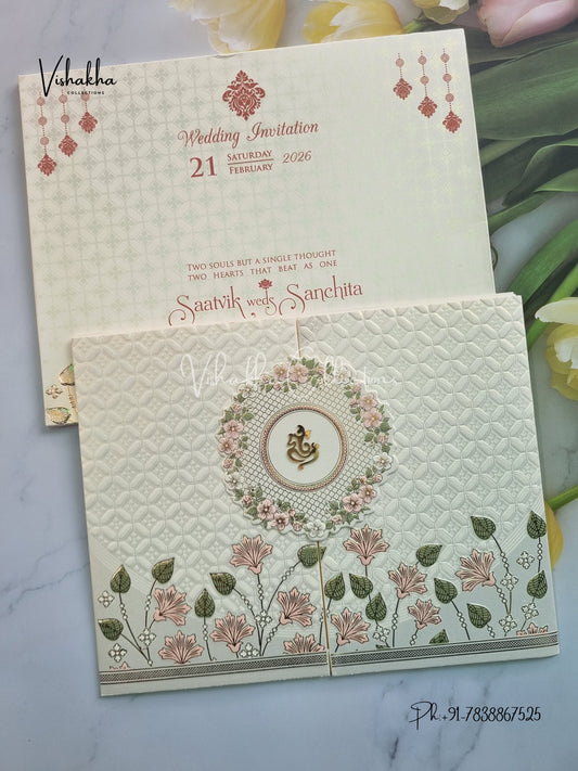 Semi Box Ganesh Ji Double Door Hindu Sikh invitation Cards CR-704P