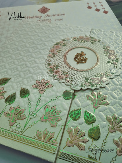 Semi Box Ganesh Ji Double Door Hindu Sikh invitation Cards CR-704P