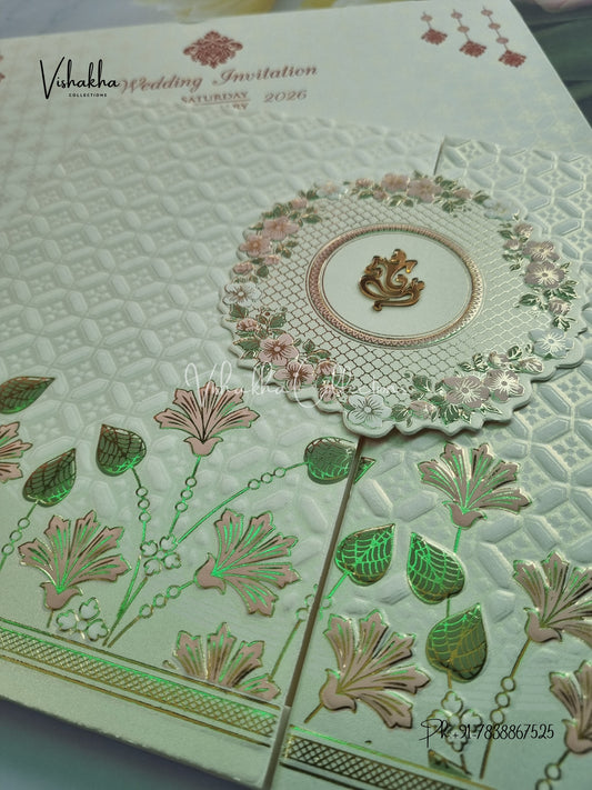 Semi Box Ganesh Ji Double Door Hindu Sikh invitation Cards CR-704P