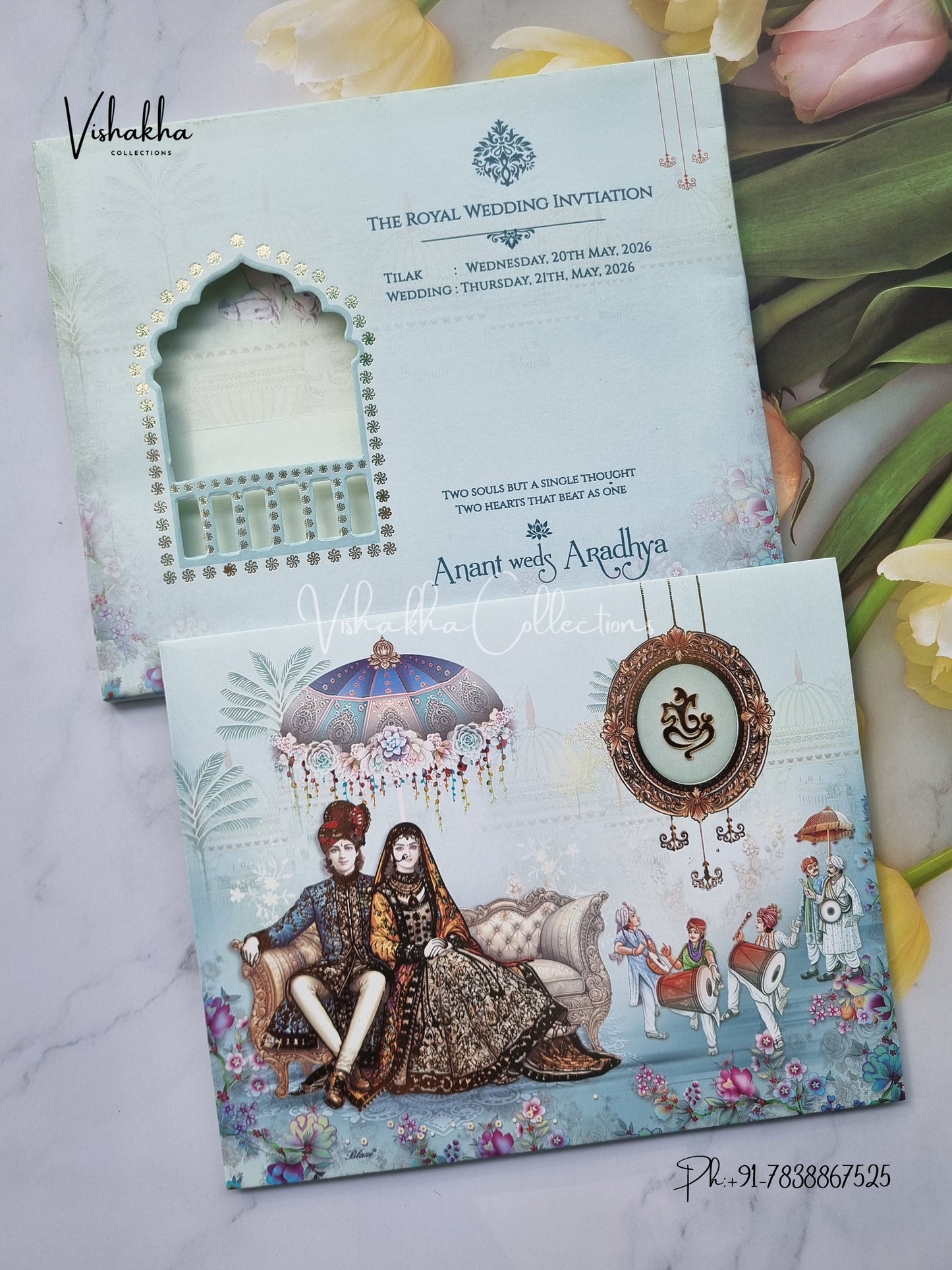 Barat Semi Box Dulah Dulhan Hindu Sikh invitation Cards CR-7054