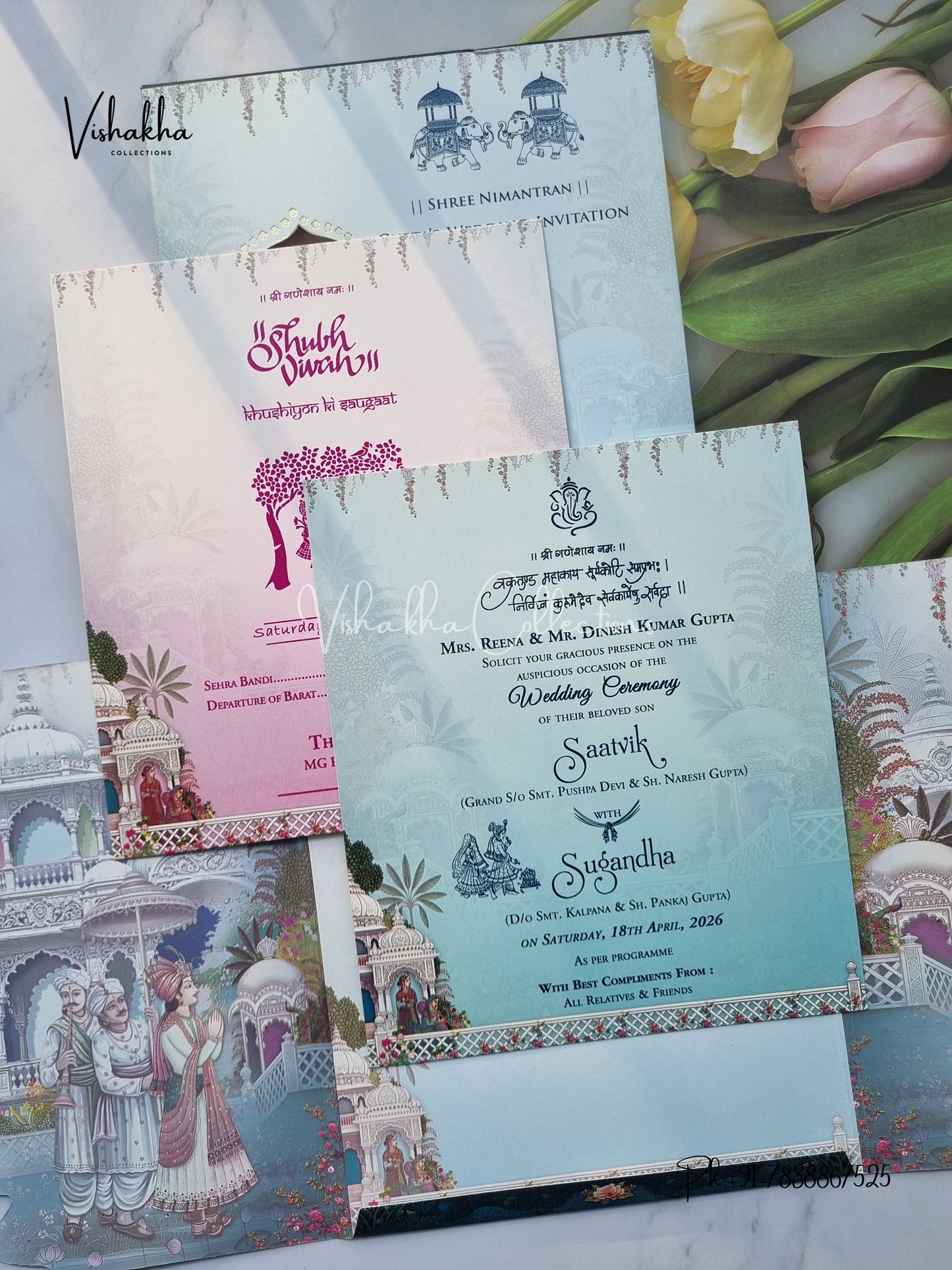 Semi Box Dulah Dulhan Hindu Sikh invitation Cards CR-7056