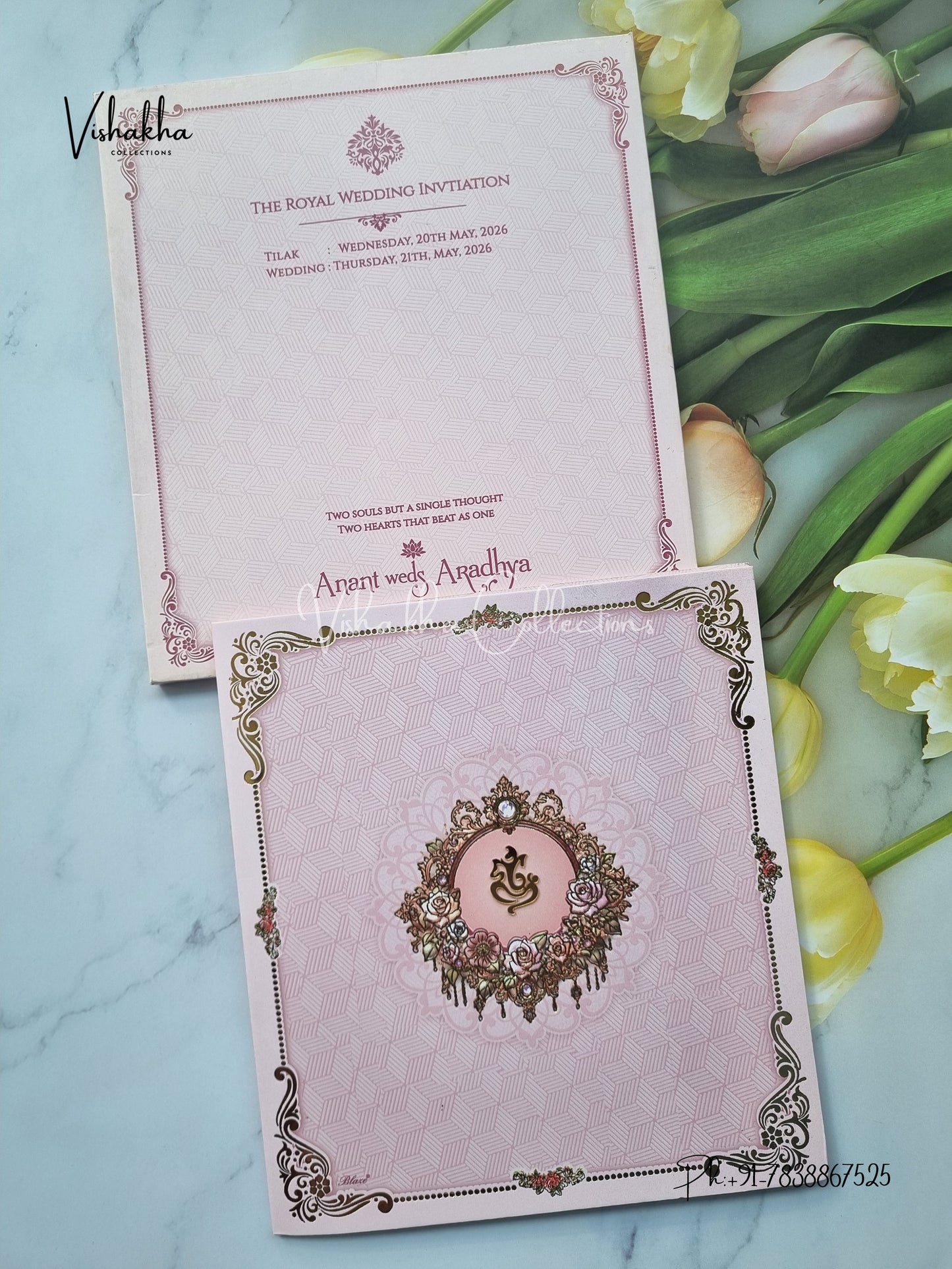 Semi Box Flower Hindu Muslim Christian Sikh invitation Cards CR-7058