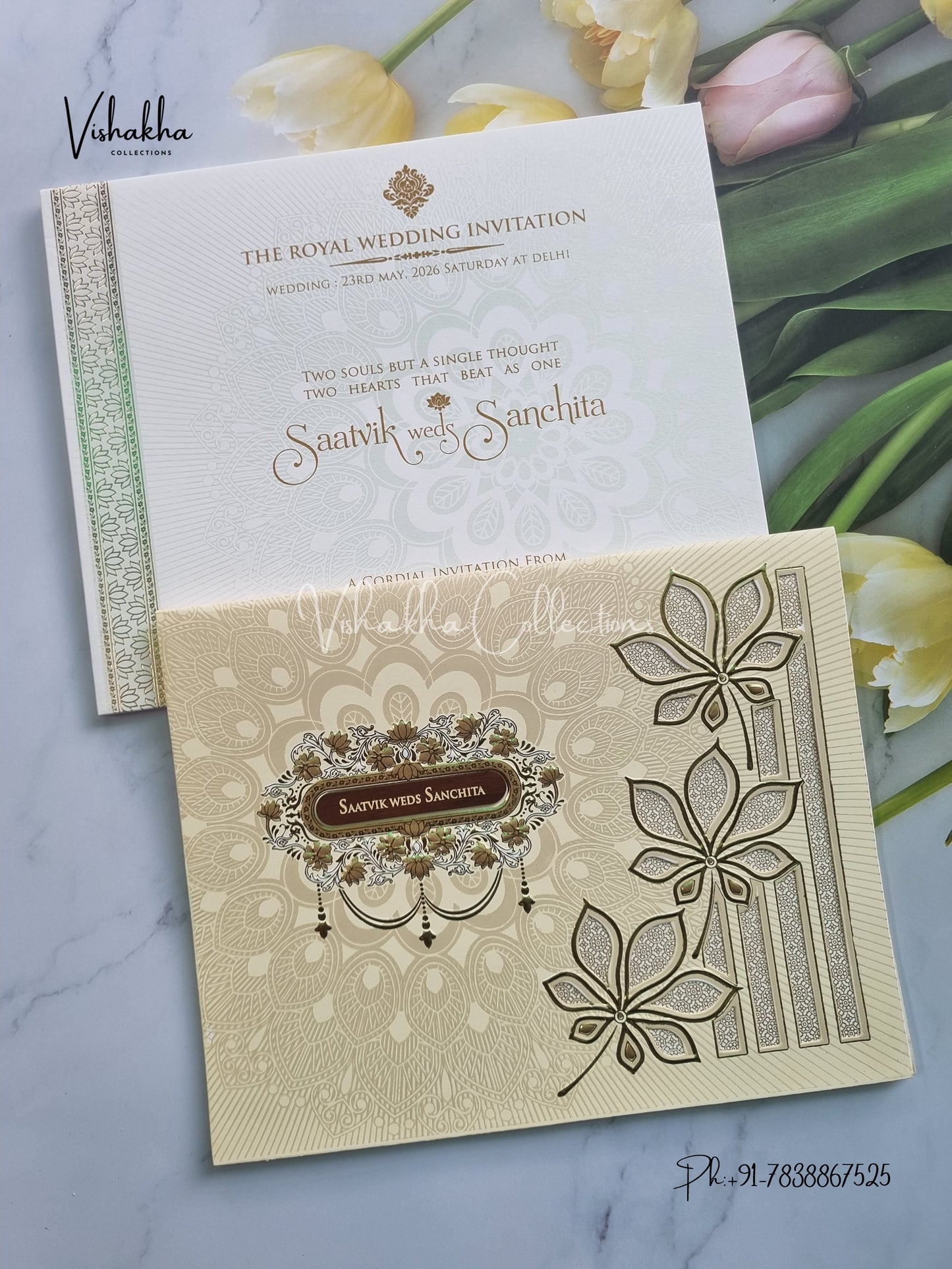 Semi Box Hindu Muslim Christian Sikh invitation Cards CR-705C