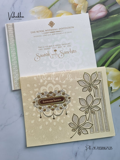 Semi Box Hindu Muslim Christian Sikh invitation Cards CR-705C