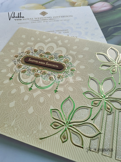 Semi Box Hindu Muslim Christian Sikh invitation Cards CR-705C