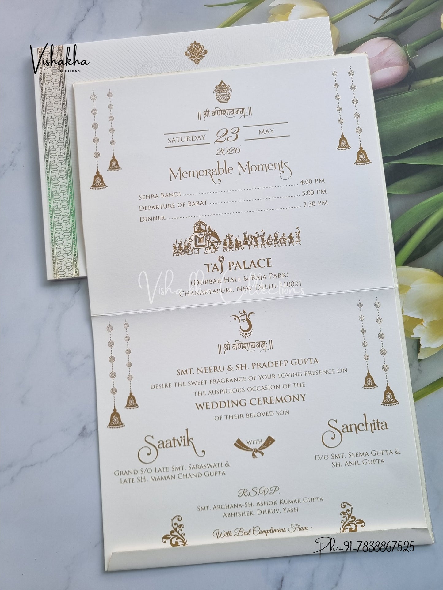 Semi Box Hindu Muslim Christian Sikh invitation Cards CR-705C