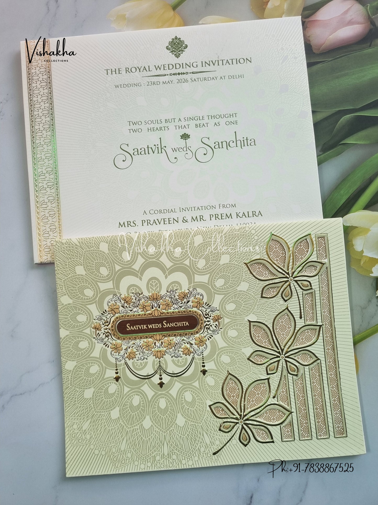 Semi Box Hindu Muslim Christian Sikh invitation Cards CR-705G