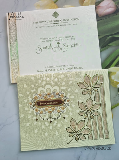 Semi Box Hindu Muslim Christian Sikh invitation Cards CR-705G