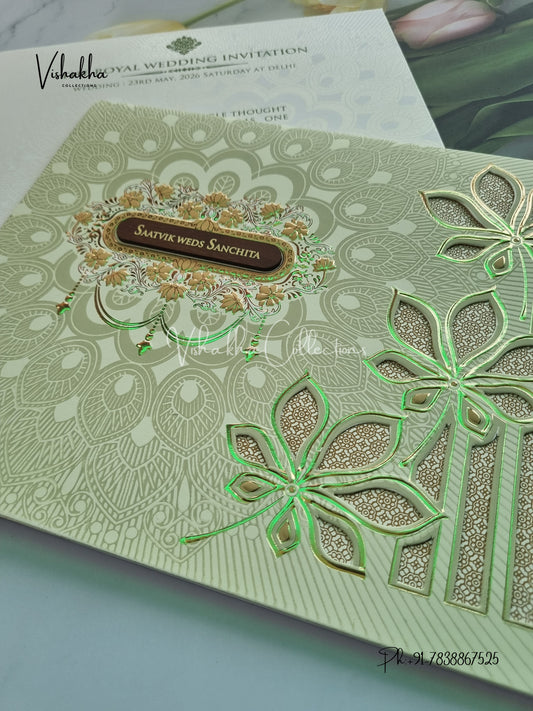 Semi Box Hindu Muslim Christian Sikh invitation Cards CR-705G