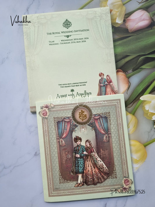 Semi Box Dulah Dulhan Hindu Sikh invitation Cards CR-7060