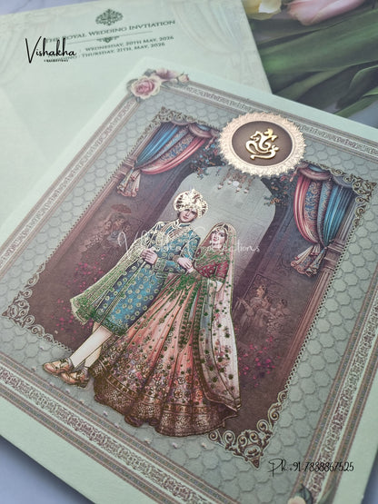 Semi Box Dulah Dulhan Hindu Sikh invitation Cards CR-7060