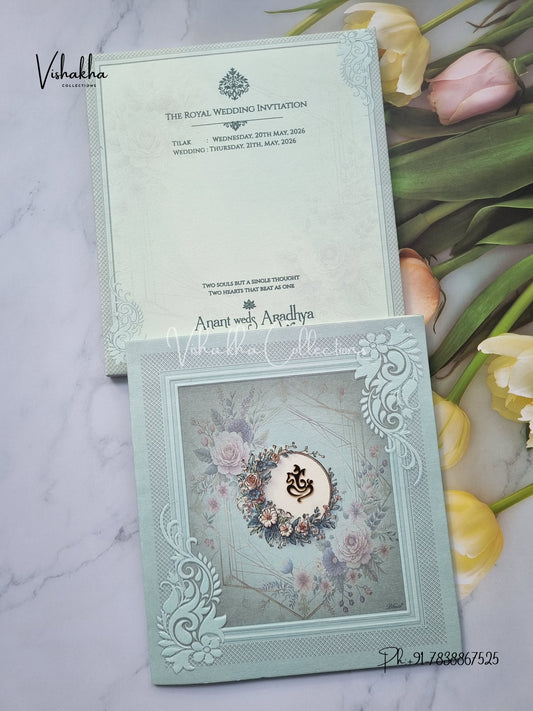 Semi Box Flower Hindu Muslim Christian Sikh invitation Cards CR-7061