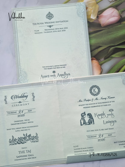 Semi Box Flower Hindu Muslim Christian Sikh invitation Cards CR-7061