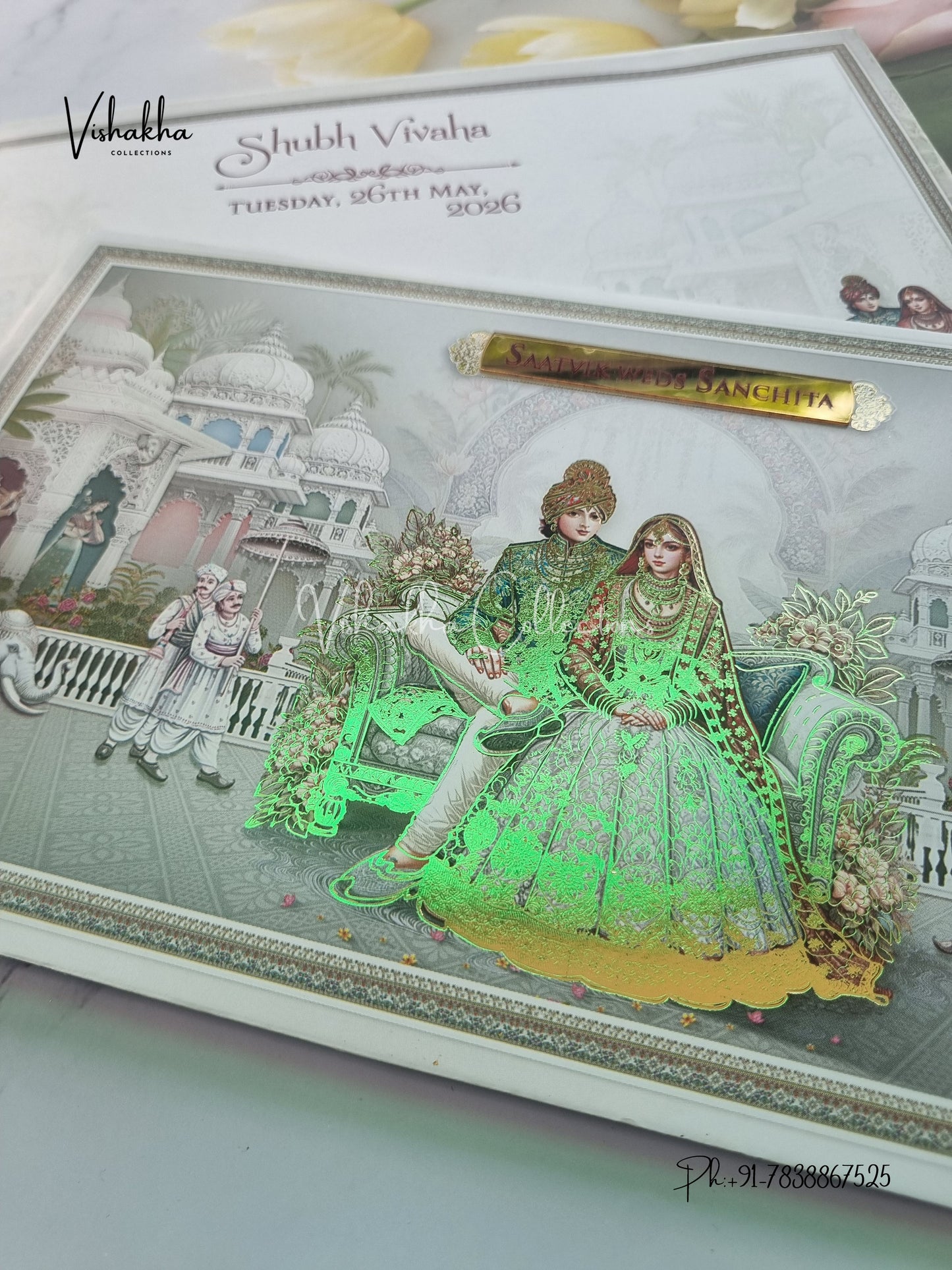 Barat Semi Box Hathi Dulah Dulhan Hindu Sikh invitation Cards CR-7062