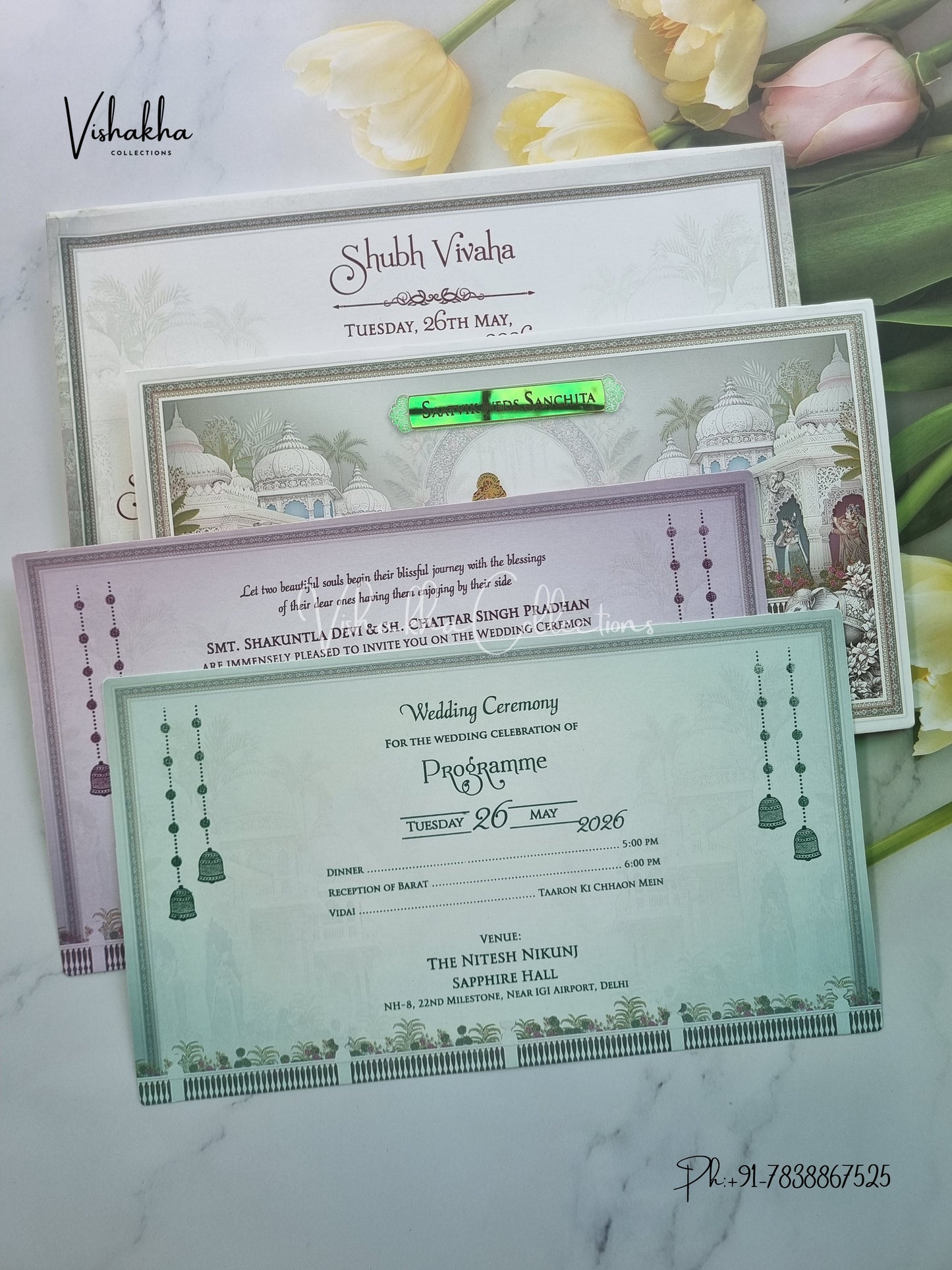 Barat Semi Box Hathi Dulah Dulhan Hindu Sikh invitation Cards CR-7062