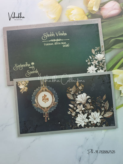 Semi Box Ganesh Ji Hindu Sikh invitation Cards CR-7063