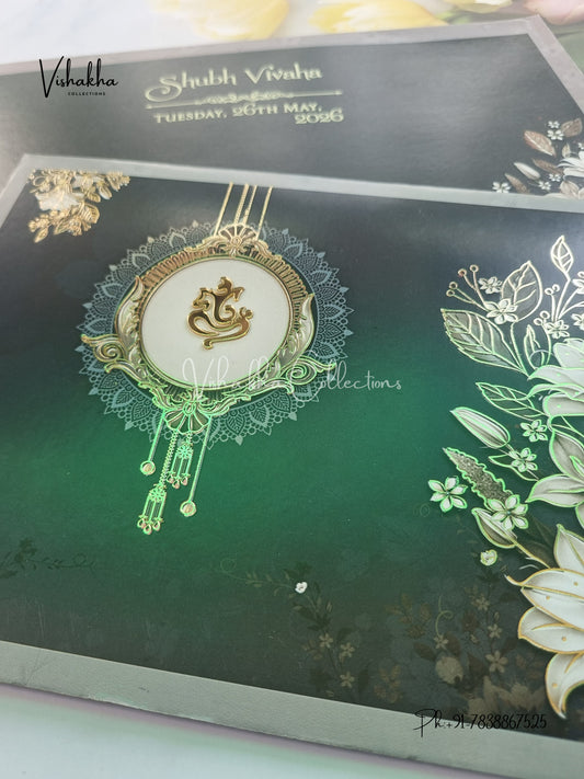 Semi Box Ganesh Ji Hindu Sikh invitation Cards CR-7063