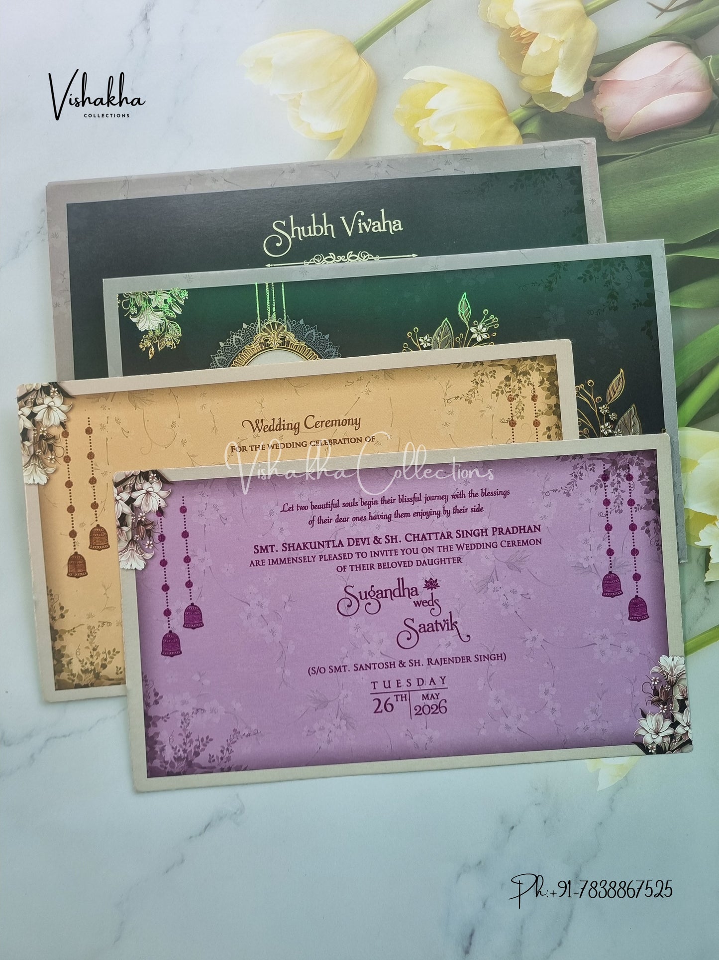 Semi Box Ganesh Ji Hindu Sikh invitation Cards CR-7063