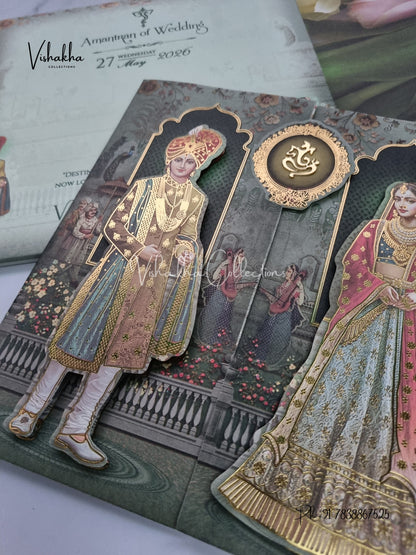 Semi Box Dulah Dulhan Hindu Sikh invitation Cards CR-7065