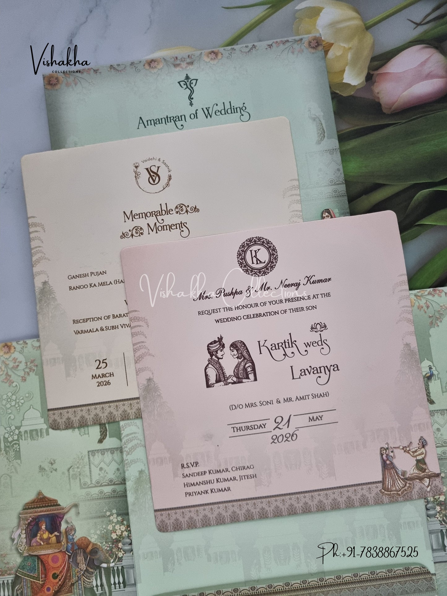Semi Box Dulah Dulhan Hindu Sikh invitation Cards CR-7065