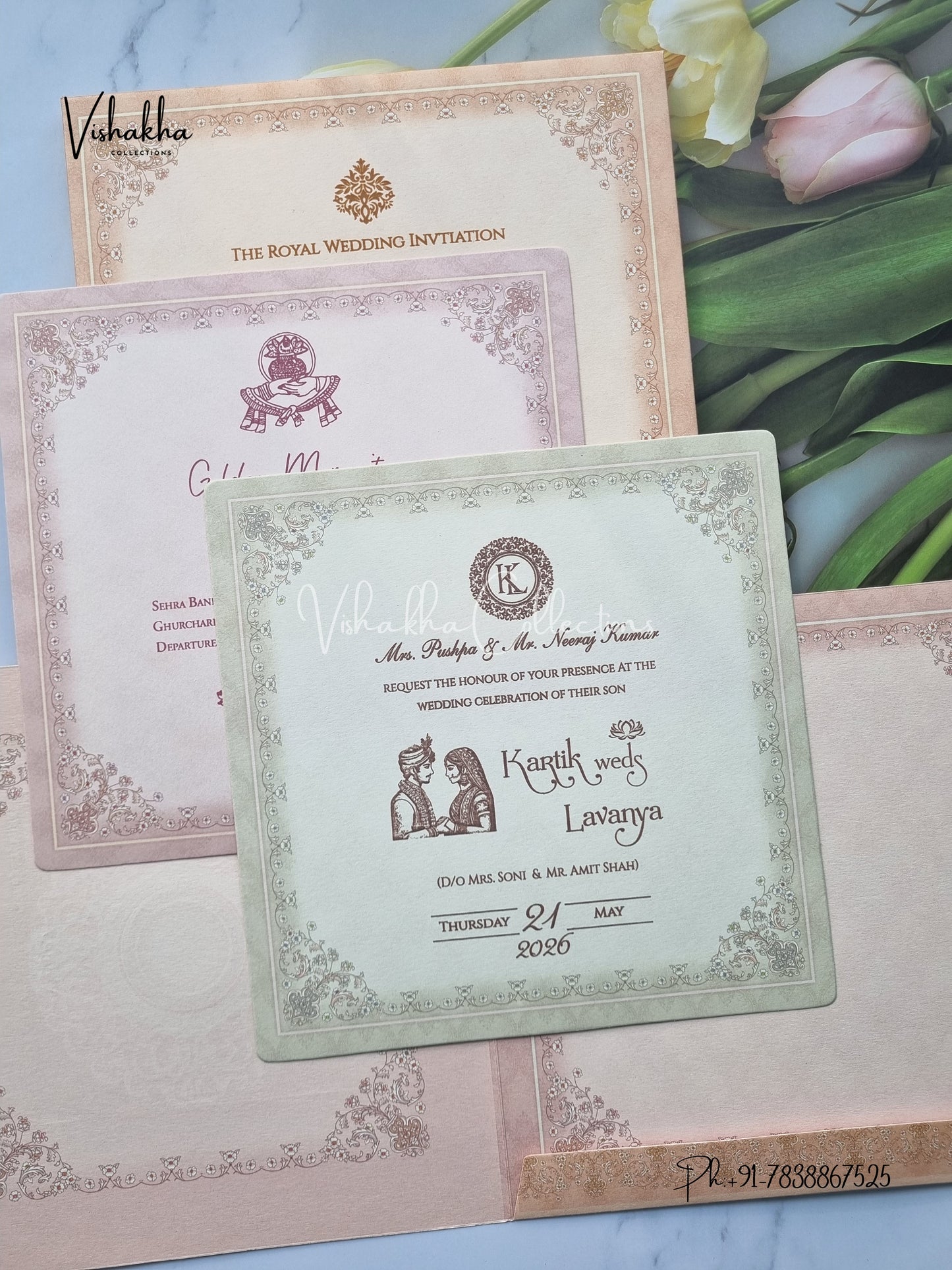 Semi Box Hindu Muslim Christian Sikh invitation Cards CR-7068