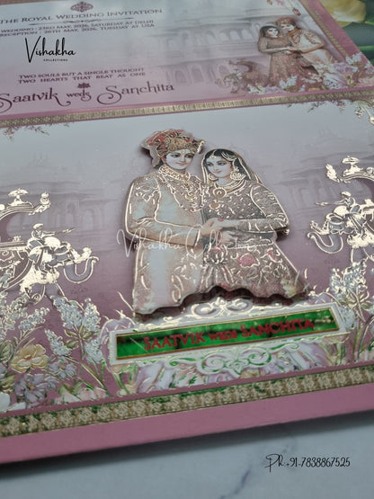 Semi Box Hathi Dulah Dulhan Hindu Sikh invitation Cards CR-7069