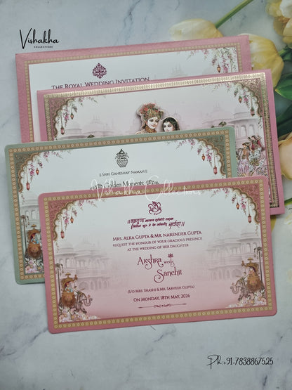 Semi Box Hathi Dulah Dulhan Hindu Sikh invitation Cards CR-7069