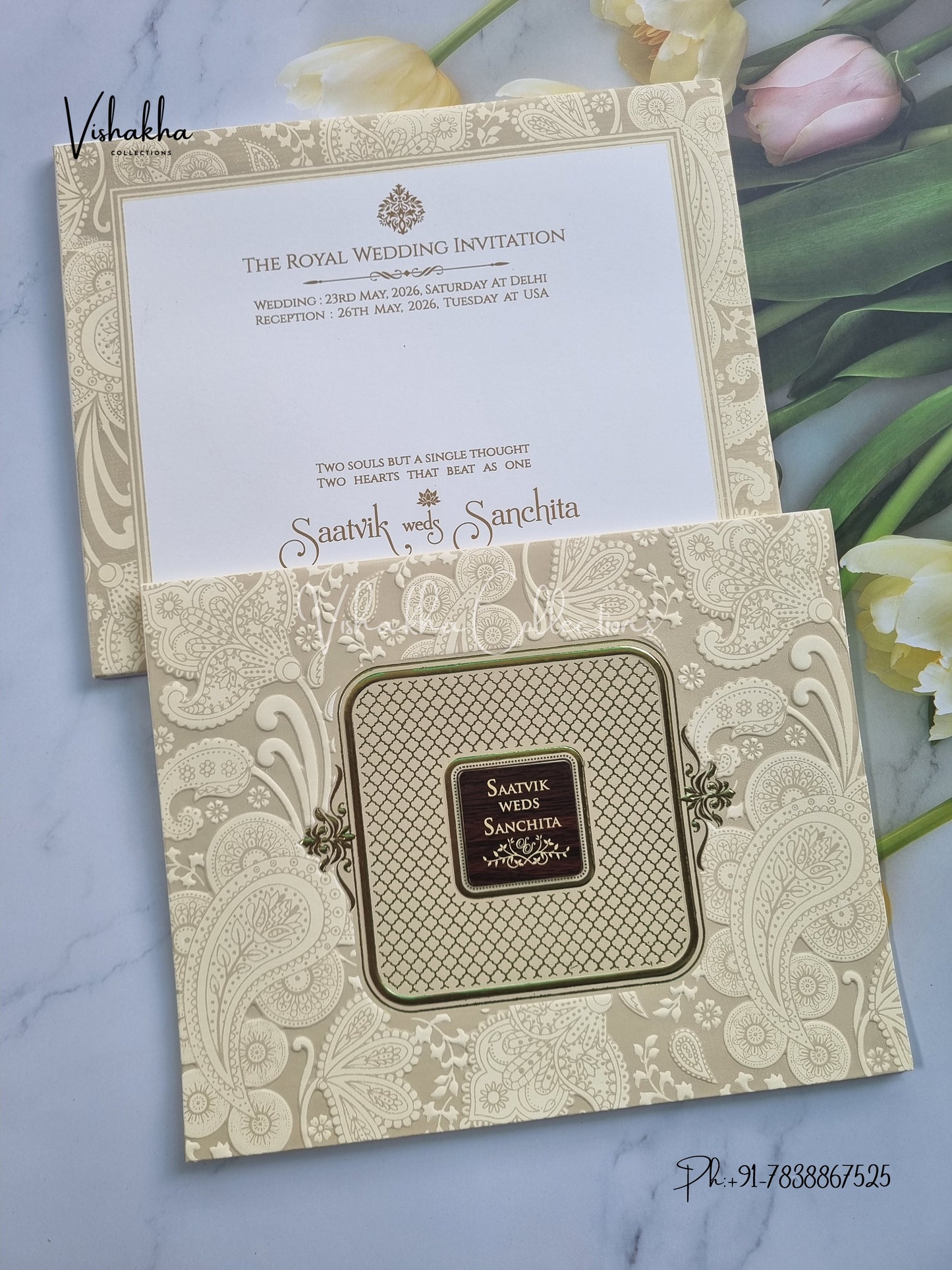 Semi Box Hindu Muslim Christian Sikh invitation Cards CR-706C