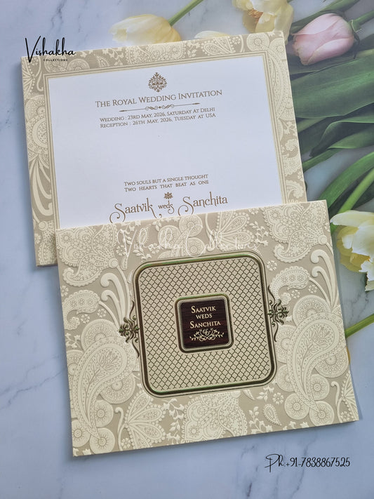 Semi Box Hindu Muslim Christian Sikh invitation Cards CR-706C