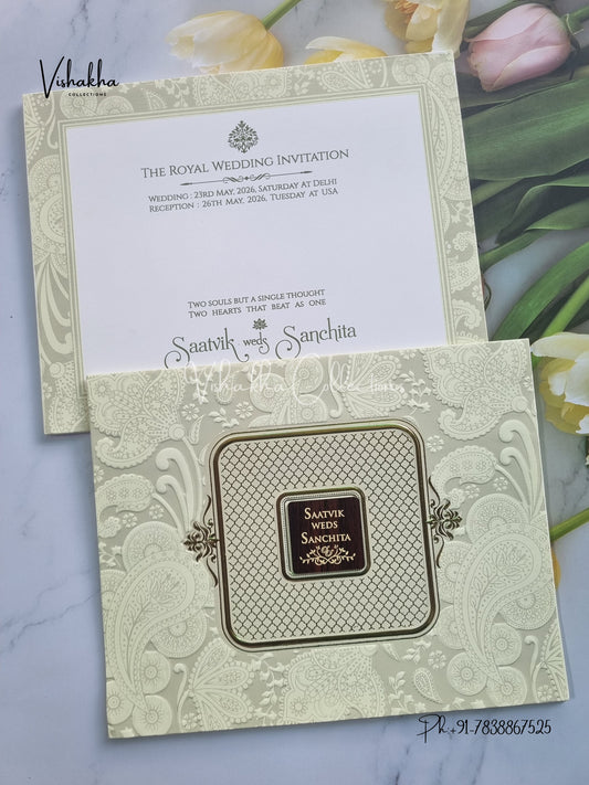 Semi Box Hindu Muslim Christian Sikh invitation Cards CR-706G