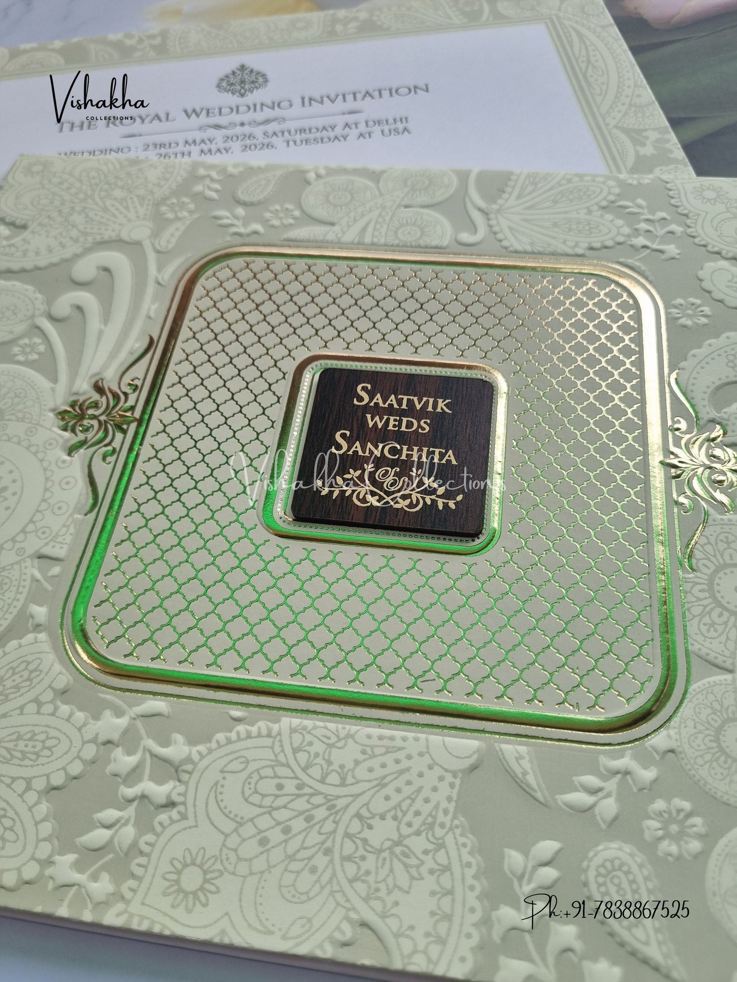 Semi Box Hindu Muslim Christian Sikh invitation Cards CR-706G