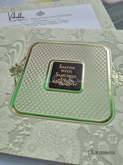 Semi Box Hindu Muslim Christian Sikh invitation Cards CR-706G