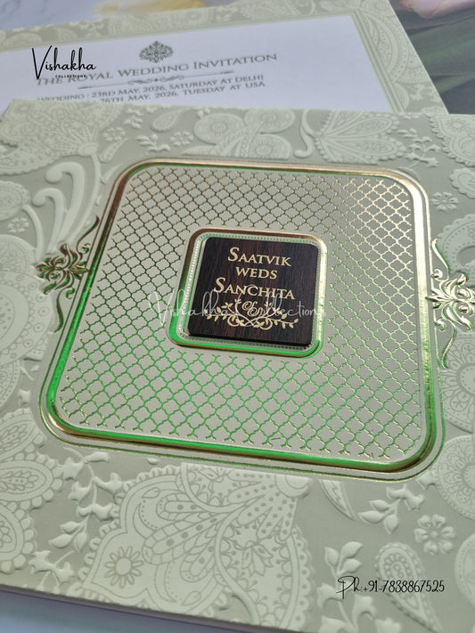 Semi Box Hindu Muslim Christian Sikh invitation Cards CR-706G