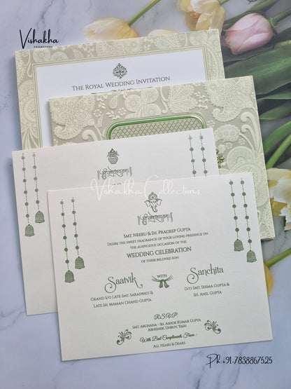 Semi Box Hindu Muslim Christian Sikh invitation Cards CR-706G