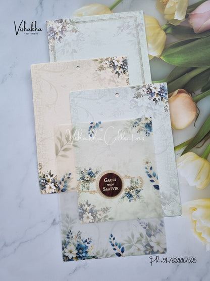 Flower Hindu Muslim Christian Sikh invitation Cards CR-7076