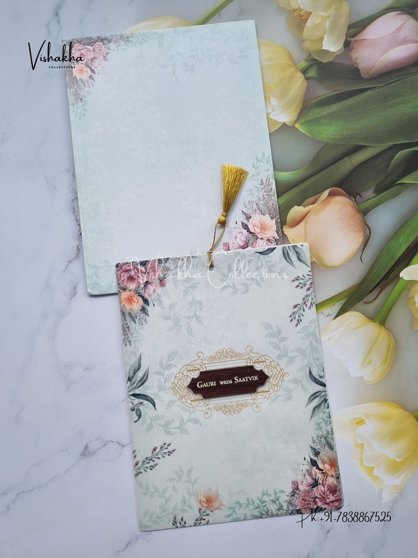 Flower Hindu Muslim Christian Sikh invitation Cards CR-7077