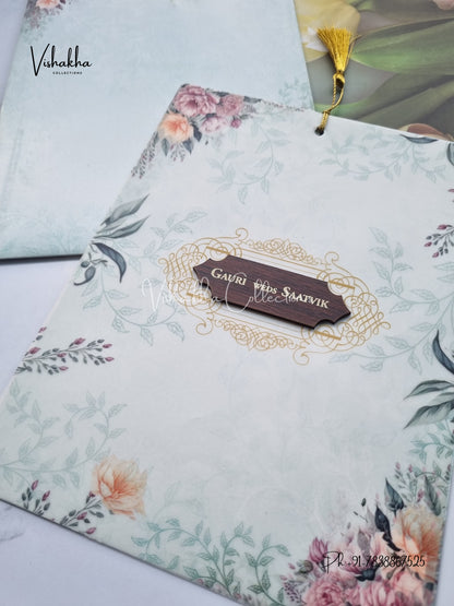 Flower Hindu Muslim Christian Sikh invitation Cards CR-7077