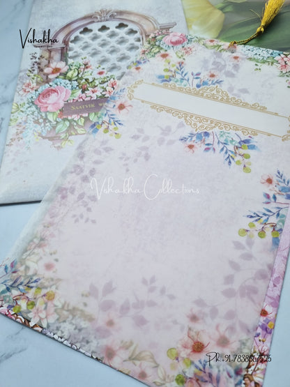 Flower Hindu Muslim Christian Sikh invitation Cards CR-7078