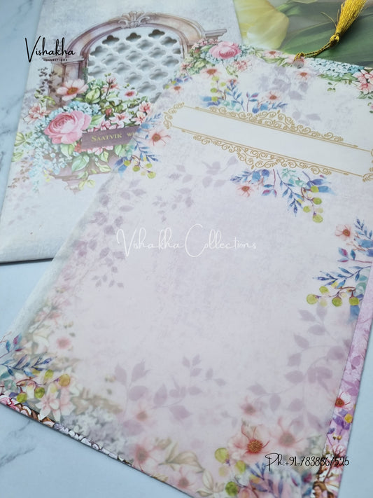 Flower Hindu Muslim Christian Sikh invitation Cards CR-7078