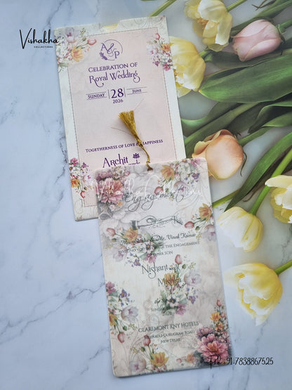 Flower Hindu Muslim Christian Sikh invitation Cards CR-7079