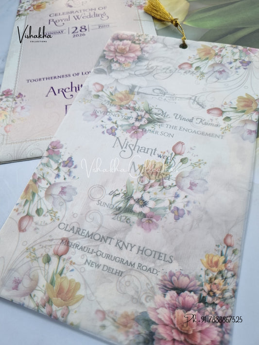 Flower Hindu Muslim Christian Sikh invitation Cards CR-7079