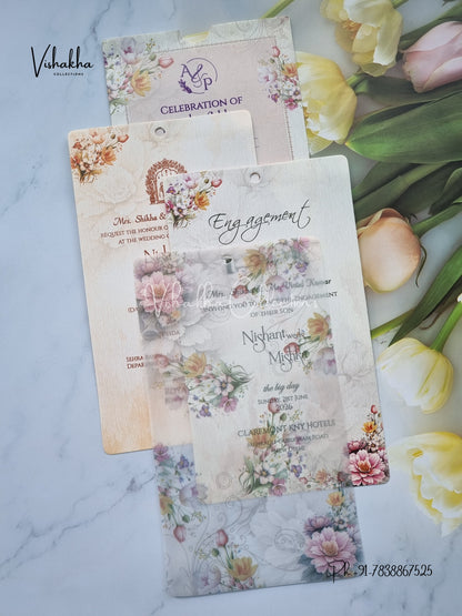 Flower Hindu Muslim Christian Sikh invitation Cards CR-7079