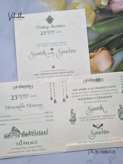 Flower Hindu Muslim Christian Sikh invitation Cards CR-708