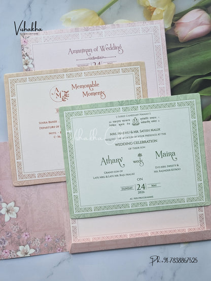 Semi Box Flower Hindu Muslim Christian Sikh invitation Cards CR-7080