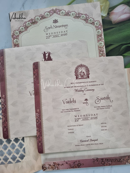 Semi Box Double Door Hindu Muslim Christian Sikh invitation Cards CR-7082