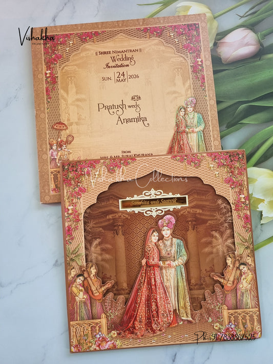 Dulah Dulhan Hindu Sikh Padded invitation Cards CR-7085